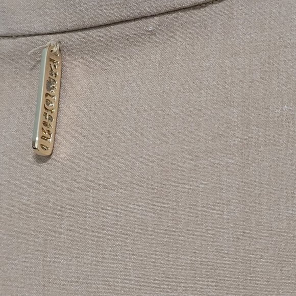 St. John Sport By Marie Gray Tan Gold Buttons Trim Shoulder Pads Blazer Small - Picture 5 of 7